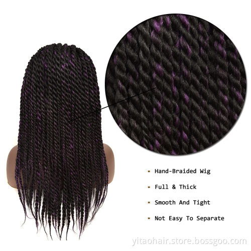 Crochet Twist Braids Soft Synthetic Jumbo Braid Women Hair Wig  Purple Black Long Wigs for Black Women